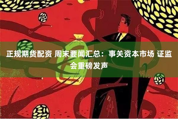 正规期货配资 周末要闻汇总：事关资本市场 证监会重磅发声